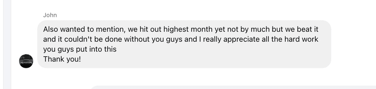 Success - John highest month yet Success - John highest month yet