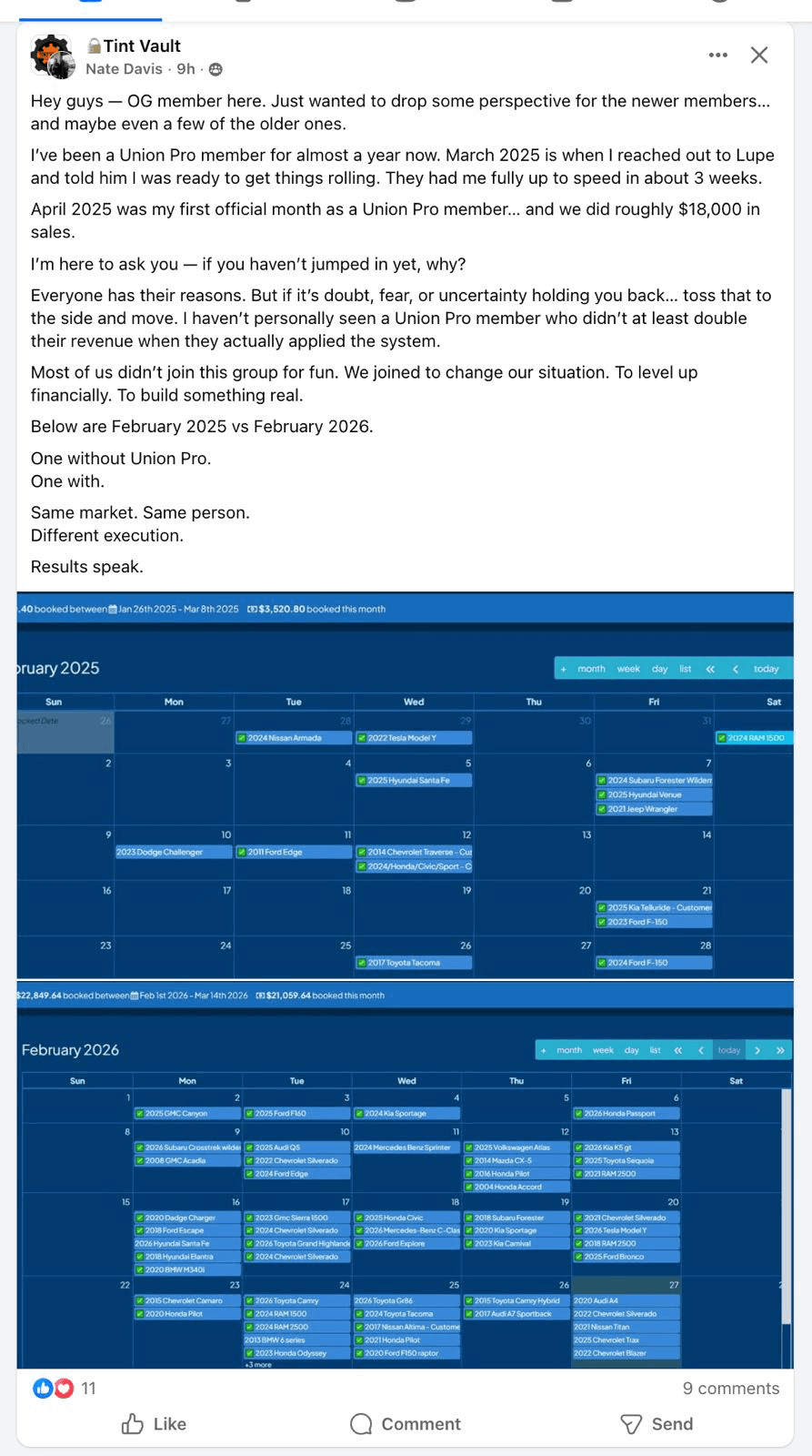 Success - Nate Davis Union Pro February 2026 $21,059 booked Success - Nate Davis Union Pro February 2026 $21,059 booked