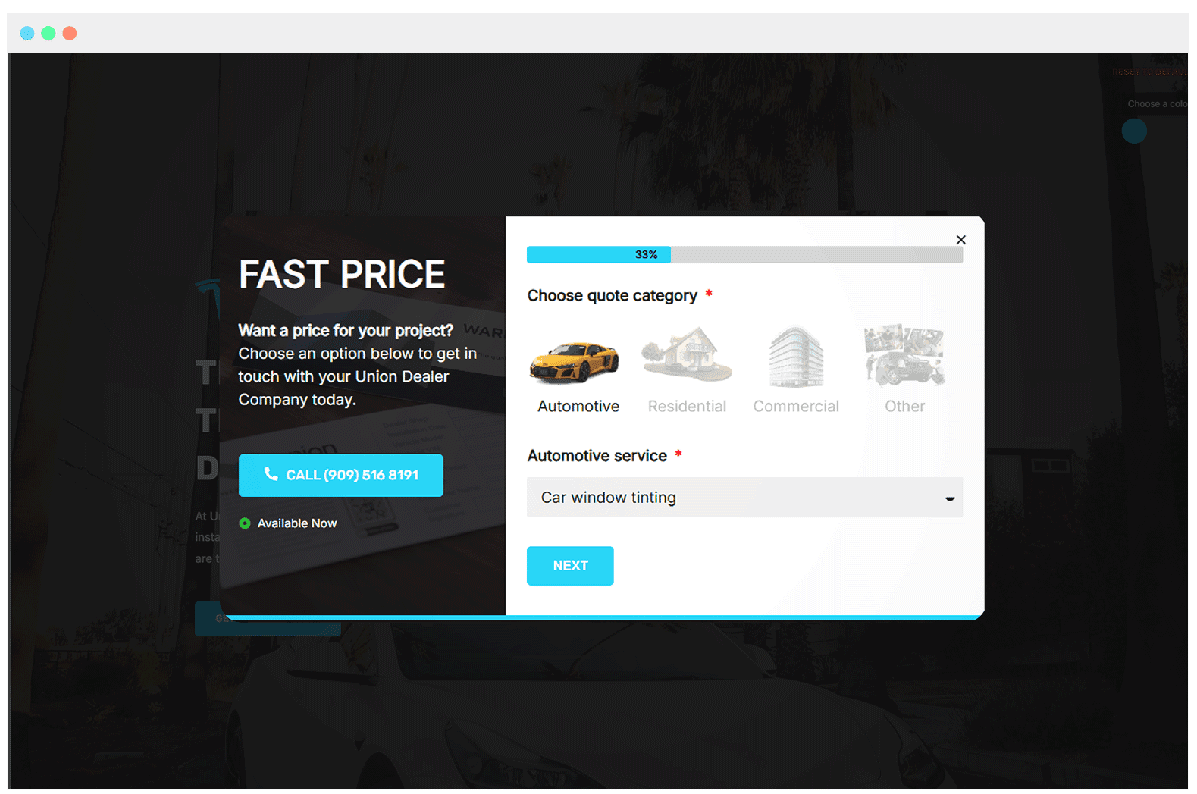 Quote website page preview thumbnail